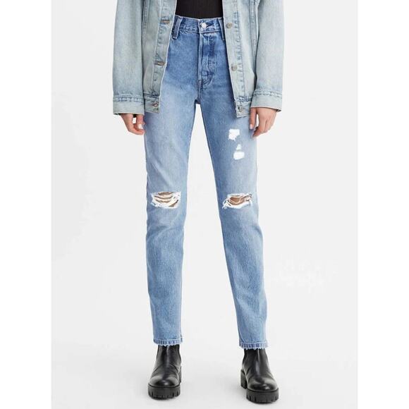 Levi's 501 Original High-Rise Straight Denim Jeans Oxnard Athens Crown Blue 25 - Picture 1 of 12